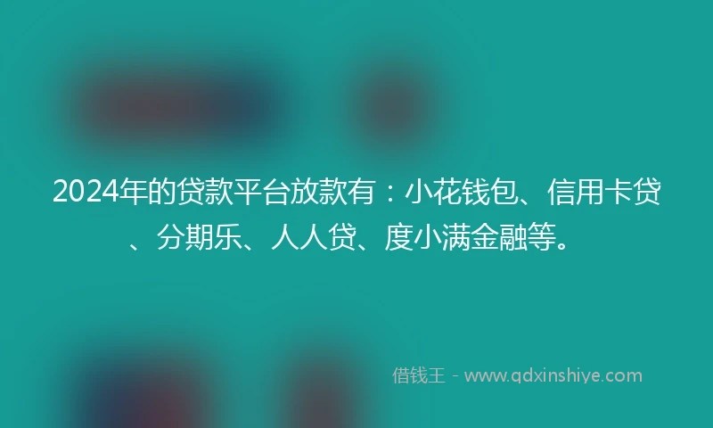 2024年的贷款平台放款有：小花钱包、信用卡贷、分期乐、人人贷、度小满金融等。