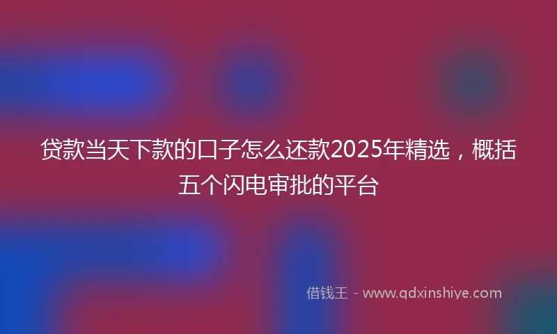 贷款当天下款的口子怎么还款2025年精选，概括五个闪电审批的平台