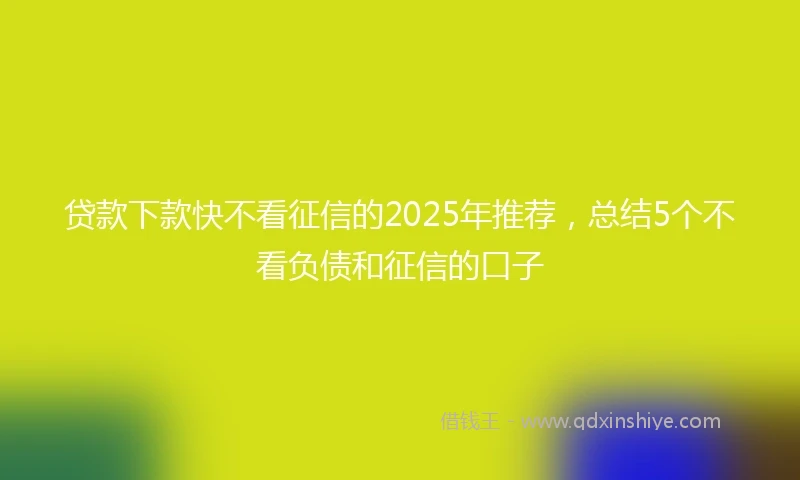 贷款下款快不看征信的2025年推荐，总结5个不看负债和征信的口子