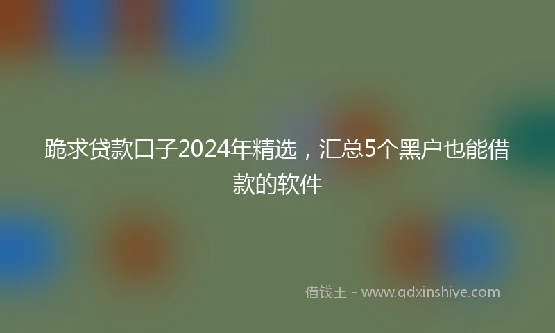 跪求贷款口子2024年精选，汇总5个黑户也能借款的软件
