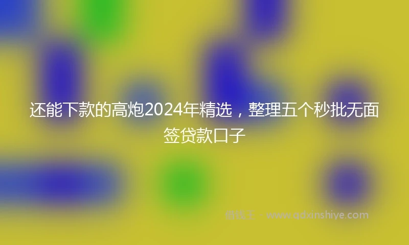 还能下款的高炮2024年精选，整理五个秒批无面签贷款口子