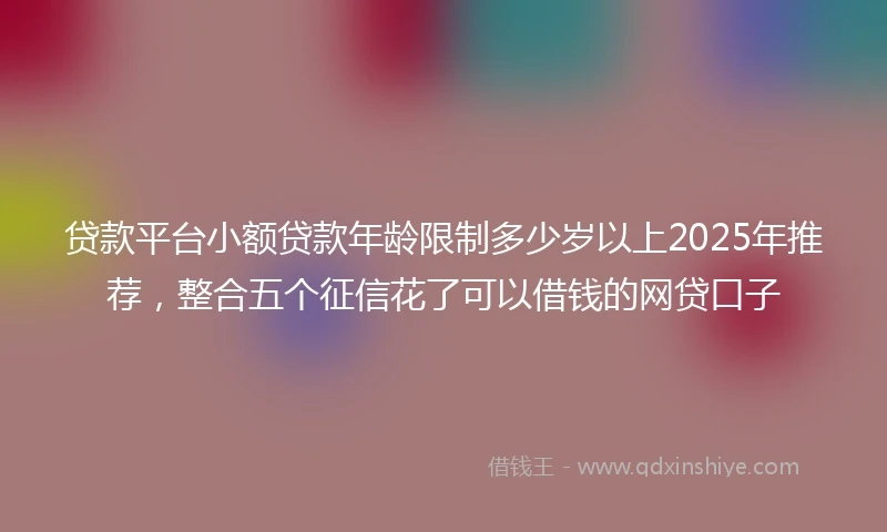 贷款平台小额贷款年龄限制多少岁以上2025年推荐，整合五个征信花了可以借钱的网贷口子