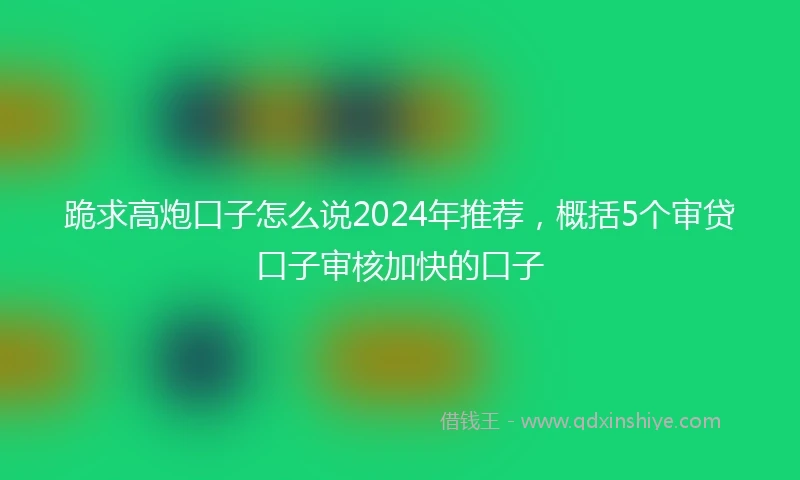 跪求高炮口子怎么说2024年推荐，概括5个审贷口子审核加快的口子