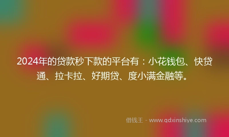 2024年的贷款秒下款的平台有：小花钱包、快贷通、拉卡拉、好期贷、度小满金融等。
