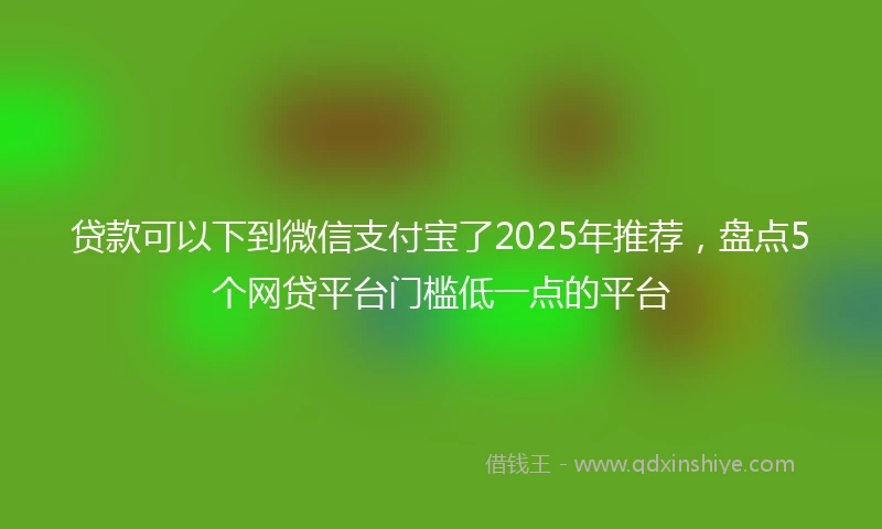 贷款可以下到微信支付宝了2025年推荐，盘点5个网贷平台门槛低一点的平台