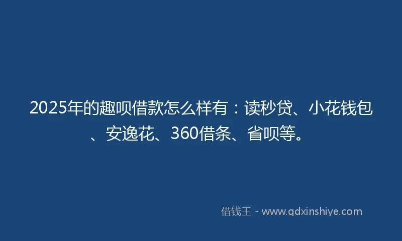 2025年的趣呗借款怎么样有：读秒贷、小花钱包、安逸花、360借条、省呗等。