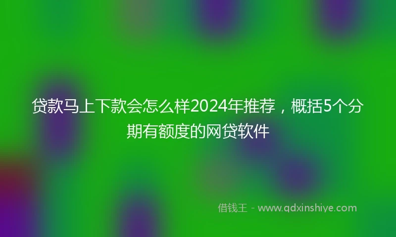 贷款马上下款会怎么样2024年推荐，概括5个分期有额度的网贷软件