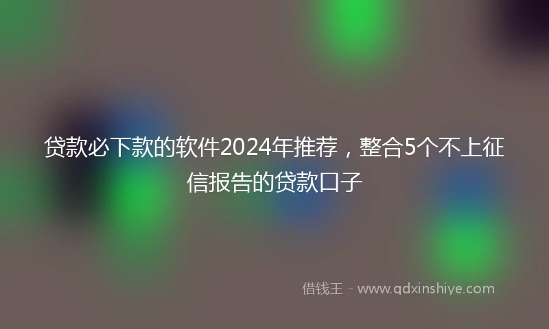 贷款必下款的软件2024年推荐，整合5个不上征信报告的贷款口子