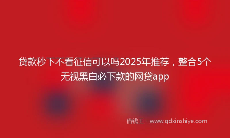 贷款秒下不看征信可以吗2025年推荐，整合5个无视黑白必下款的网贷app