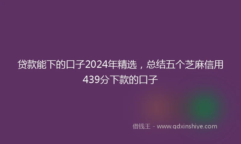 贷款能下的口子2024年精选，总结五个芝麻信用439分下款的口子