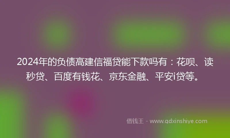 2024年的负债高建信福贷能下款吗有：花呗、读秒贷、百度有钱花、京东金融、平安i贷等。