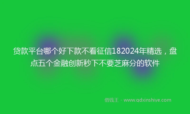 贷款平台哪个好下款不看征信182024年精选，盘点五个金融创新秒下不要芝麻分的软件