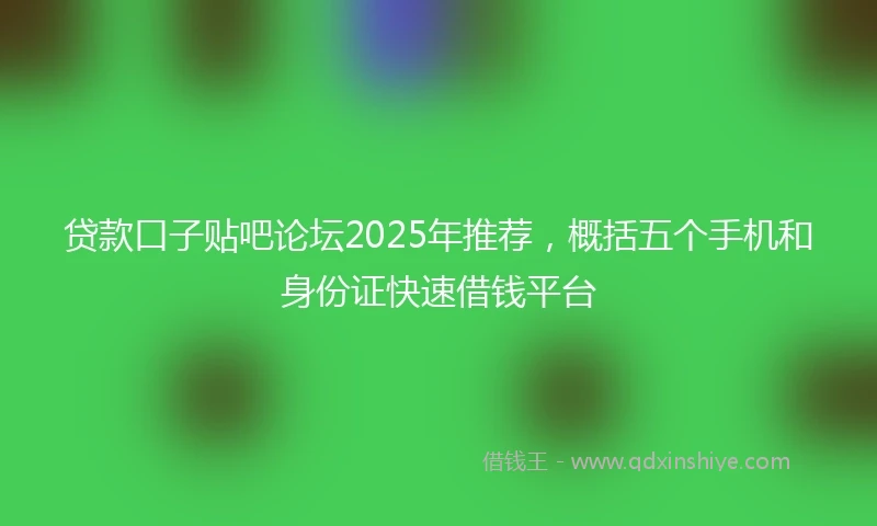 贷款口子贴吧论坛2025年推荐，概括五个手机和身份证快速借钱平台