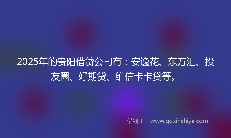 2025年的贵阳借贷公司有：安逸花、东方汇、投友圈、好期贷、维信卡卡贷等。