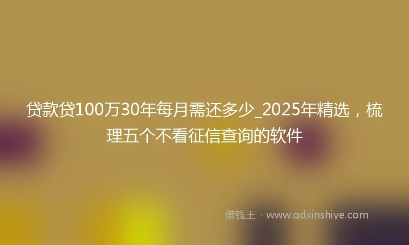 贷款贷100万30年每月需还多少_2025年精选，梳理五个不看征信查询的软件