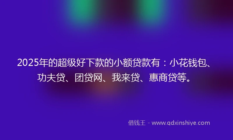 2025年的超级好下款的小额贷款有：小花钱包、功夫贷、团贷网、我来贷、惠商贷等。