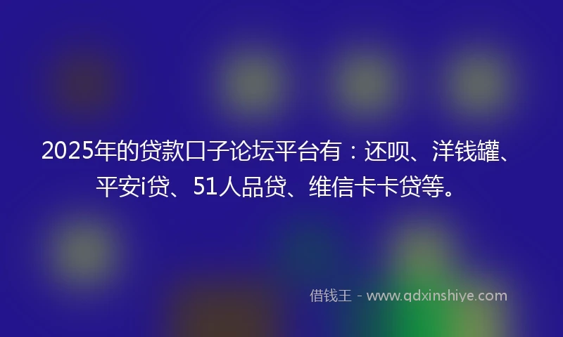 2025年的贷款口子论坛平台有:还呗、洋钱罐、平安i贷、51人品贷、维信卡卡贷等。