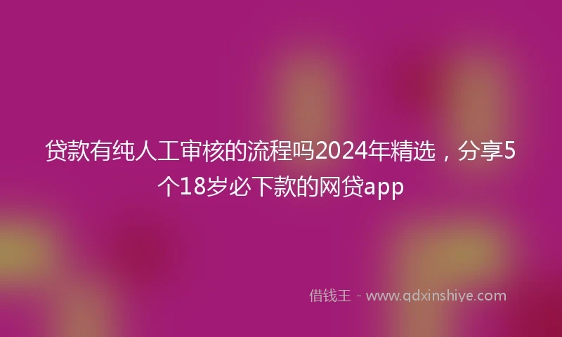 贷款有纯人工审核的流程吗2024年精选，分享5个18岁必下款的网贷app