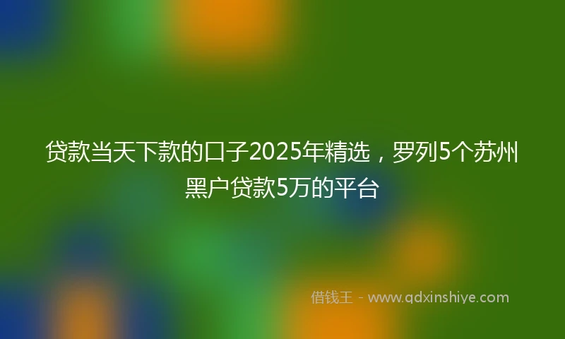 贷款当天下款的口子2025年精选，罗列5个苏州黑户贷款5万的平台