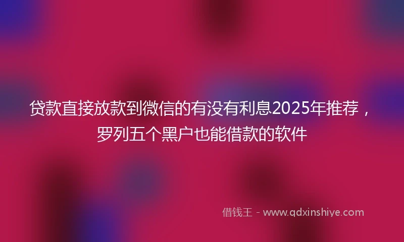 贷款直接放款到微信的有没有利息2025年推荐，罗列五个黑户也能借款的软件