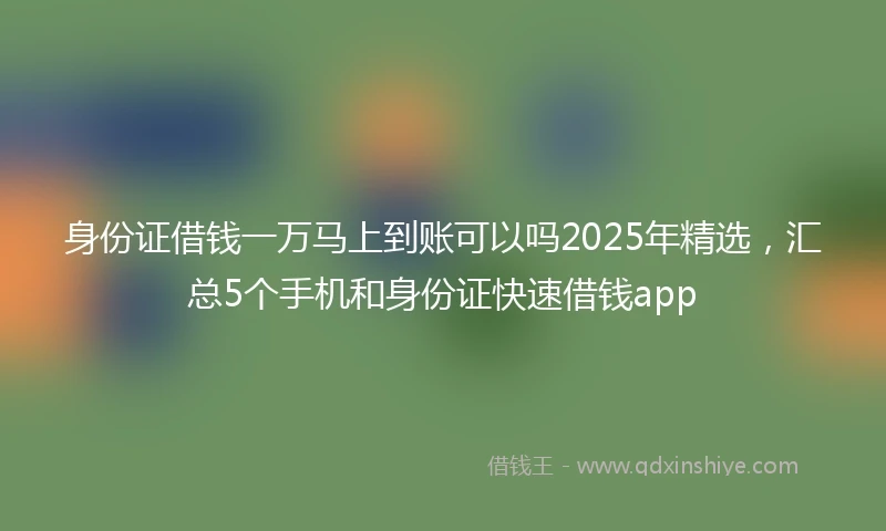 身份证借钱一万马上到账可以吗2025年精选，汇总5个手机和身份证快速借钱app