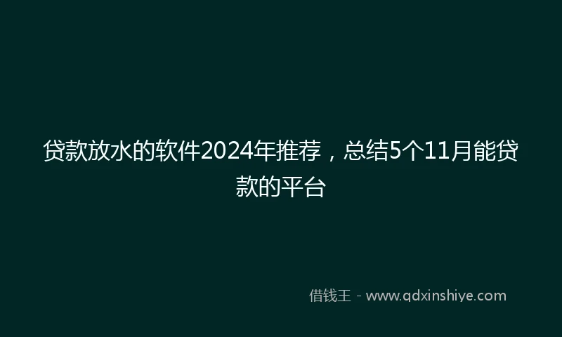 贷款放水的软件2024年推荐，总结5个11月能贷款的平台