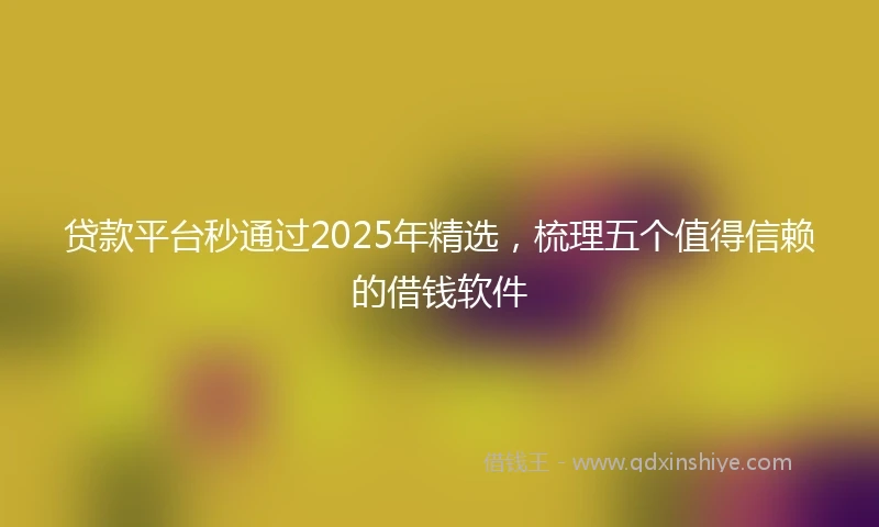 贷款平台秒通过2025年精选，梳理五个值得信赖的借钱软件
