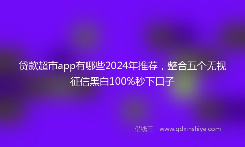 贷款超市app有哪些2024年推荐，整合五个无视征信黑白100%秒下口子