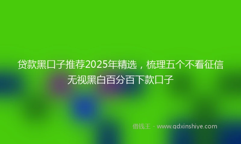 贷款黑口子推荐2025年精选，梳理五个不看征信无视黑白百分百下款口子