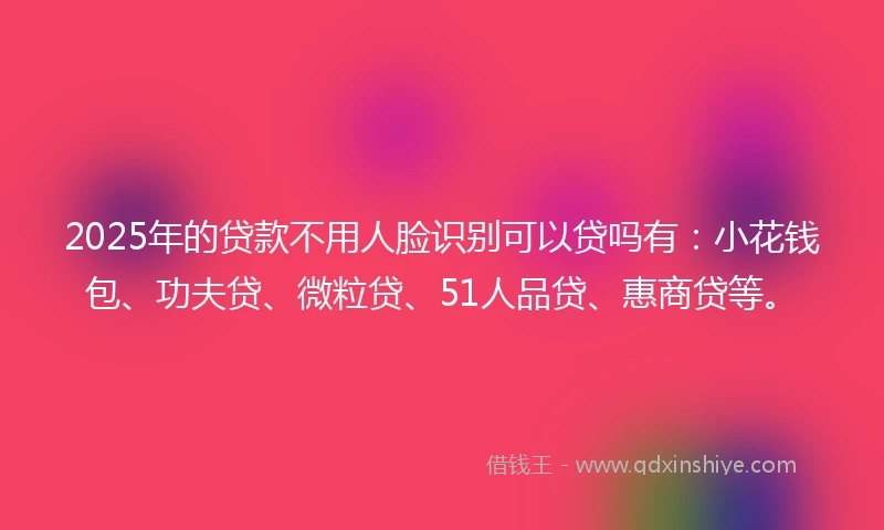 2025年的贷款不用人脸识别可以贷吗有：小花钱包、功夫贷、微粒贷、51人品贷、惠商贷等。