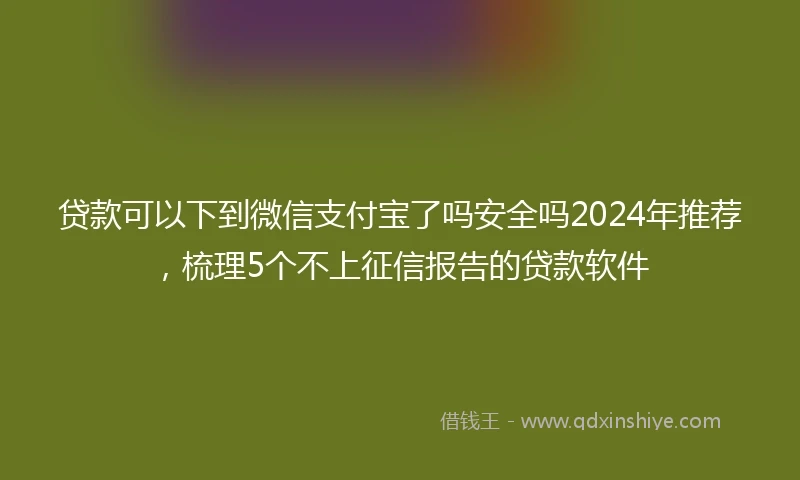 贷款可以下到微信支付宝了吗安全吗2024年推荐,梳理5个不上征信报告的贷款软件