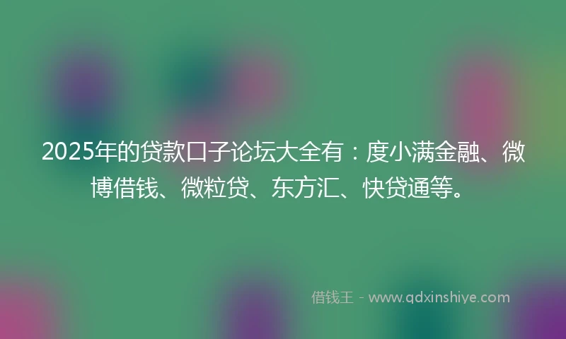 2025年的贷款口子论坛大全有：度小满金融、微博借钱、微粒贷、东方汇、快贷通等。