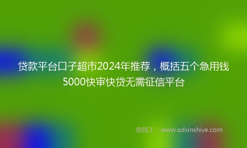 贷款平台口子超市2024年推荐，概括五个急用钱5000快审快贷无需征信平台
