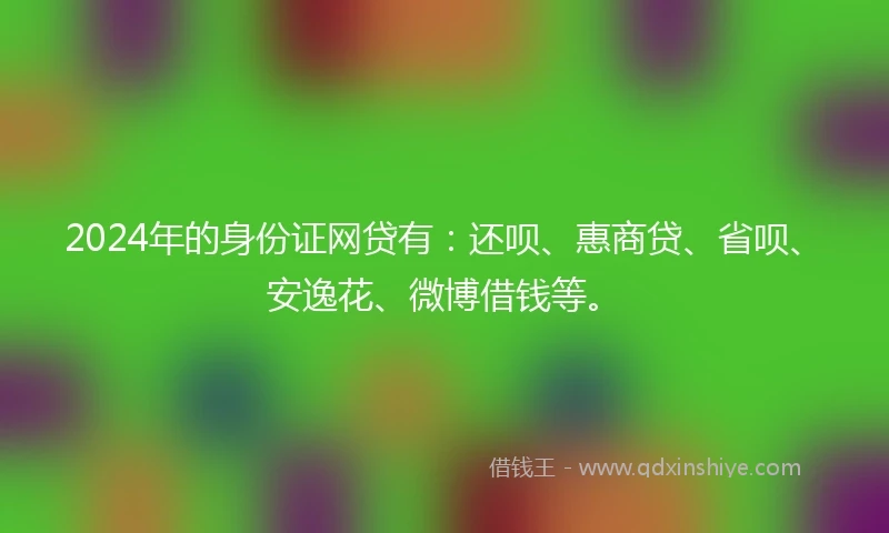 2024年的身份证网贷有：还呗、惠商贷、省呗、安逸花、微博借钱等。