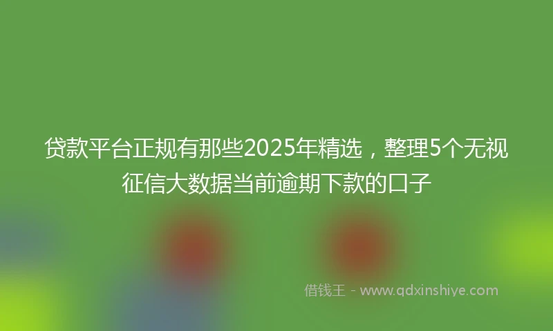 贷款平台正规有那些2025年精选，整理5个无视征信大数据当前逾期下款的口子