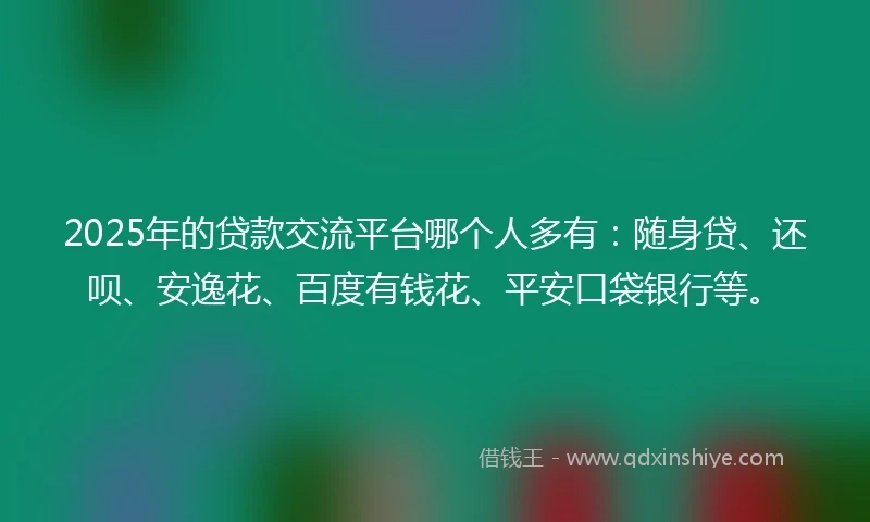 2025年的贷款交流平台哪个人多有：随身贷、还呗、安逸花、百度有钱花、平安口袋银行等。
