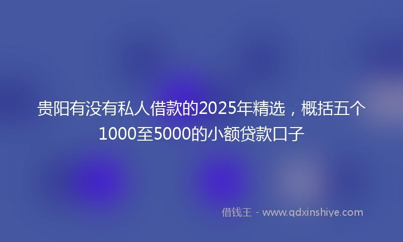 贵阳有没有私人借款的2025年精选，概括五个1000至5000的小额贷款口子