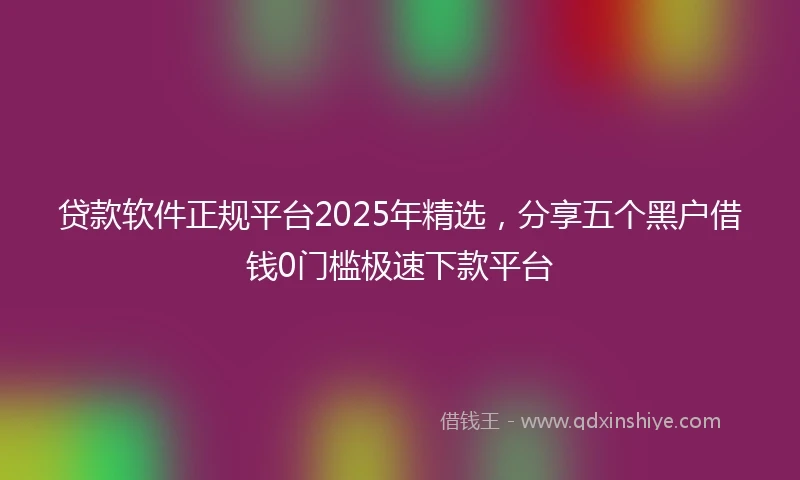 贷款软件正规平台2025年精选，分享五个黑户借钱0门槛极速下款平台
