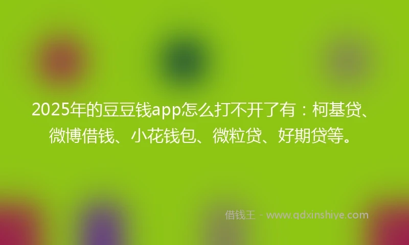 2025年的豆豆钱app怎么打不开了有：柯基贷、微博借钱、小花钱包、微粒贷、好期贷等。