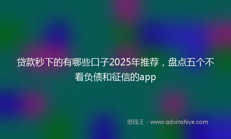 贷款秒下的有哪些口子2025年推荐，盘点五个不看负债和征信的app