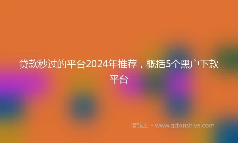 贷款秒过的平台2024年推荐，概括5个黑户下款平台