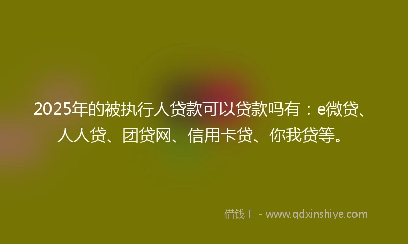 2025年的被执行人贷款可以贷款吗有：e微贷、人人贷、团贷网、信用卡贷、你我贷等。