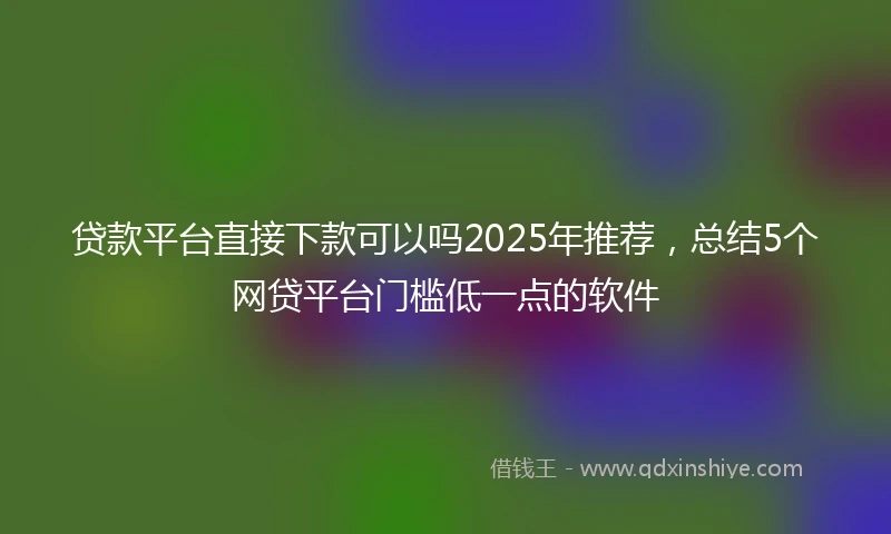 贷款平台直接下款可以吗2025年推荐，总结5个网贷平台门槛低一点的软件