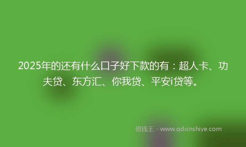 2025年的还有什么口子好下款的有：超人卡、功夫贷、东方汇、你我贷、平安i贷等。