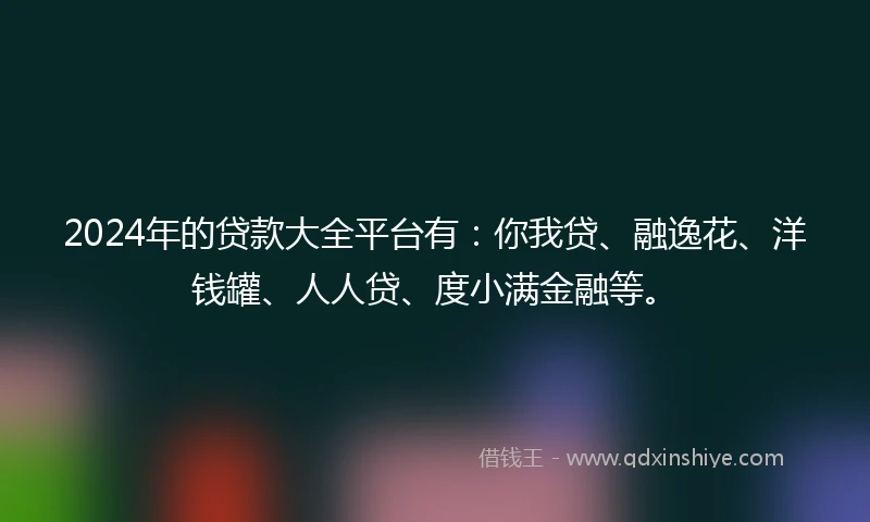 2024年的贷款大全平台有：你我贷、融逸花、洋钱罐、人人贷、度小满金融等。