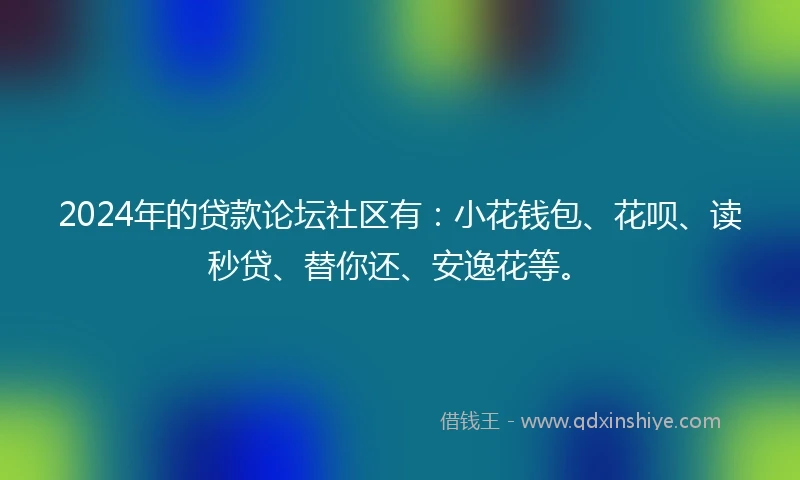 2024年的贷款论坛社区有：小花钱包、花呗、读秒贷、替你还、安逸花等。
