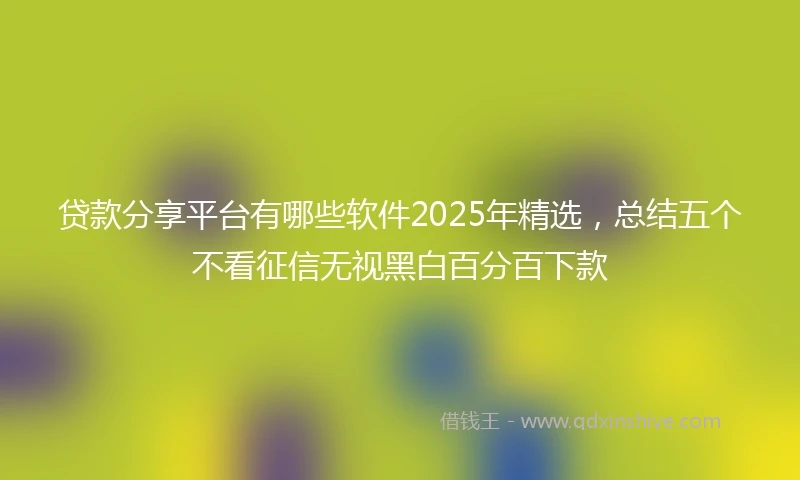 贷款分享平台有哪些软件2025年精选，总结五个不看征信无视黑白百分百下款