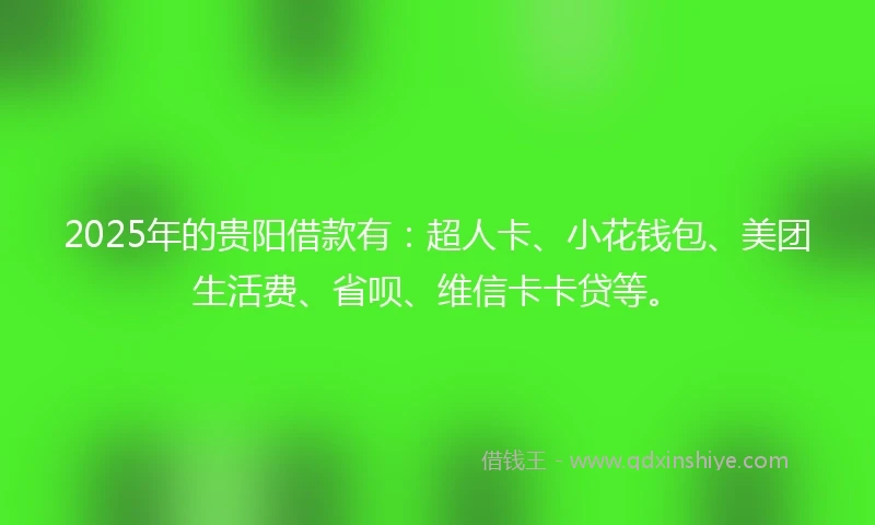 2025年的贵阳借款有：超人卡、小花钱包、美团生活费、省呗、维信卡卡贷等。