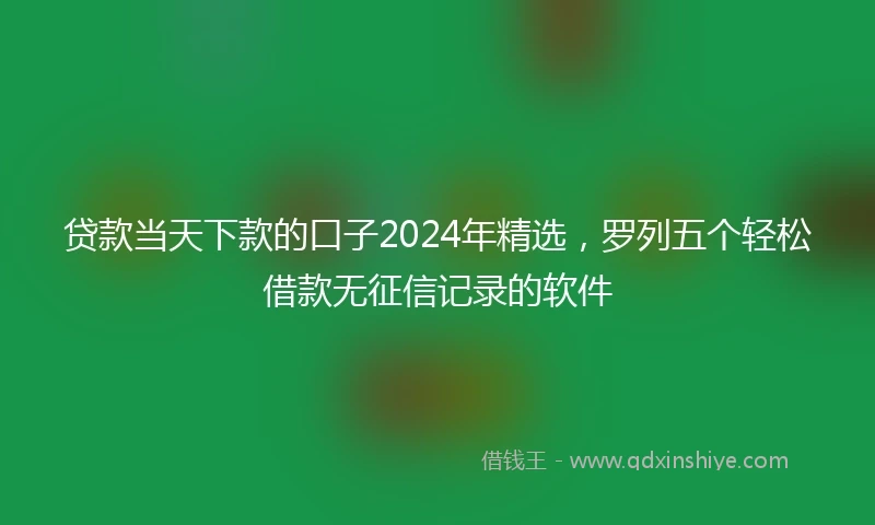 贷款当天下款的口子2024年精选，罗列五个轻松借款无征信记录的软件
