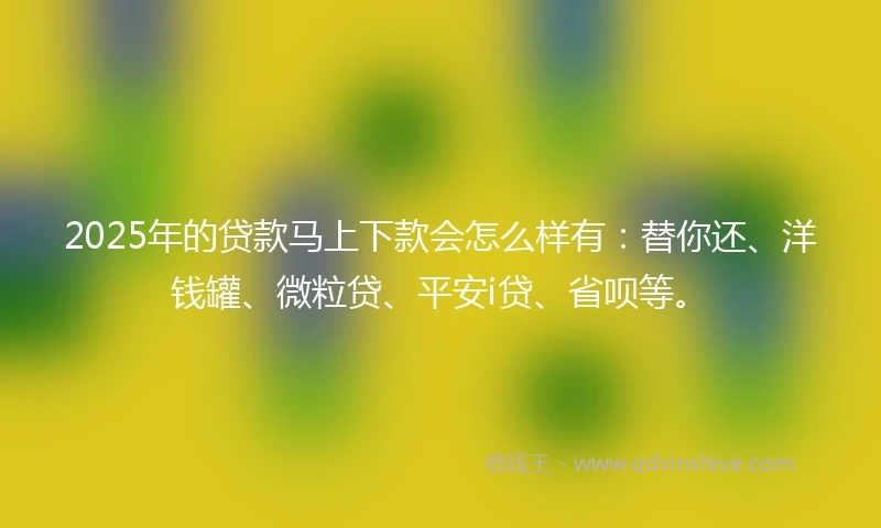 2025年的贷款马上下款会怎么样有：替你还、洋钱罐、微粒贷、平安i贷、省呗等。
